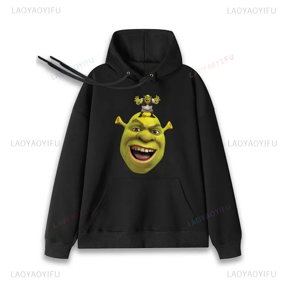 Men's Front Print Kangaroo Pocket Shrek Funny Fires Graphic Hoodies Autumn Casual Hoodile Comfortable Personality