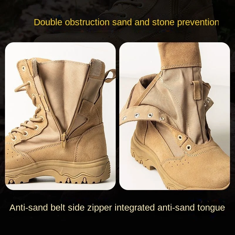 2024 new ultra light desert boots men windproof sand hiking shoes outdoor high top breathable summer Gobi sand hiking shoes