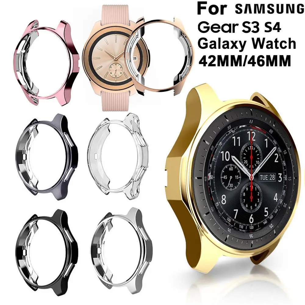 ฝาครอบป้องกันกรอบซิลิโคนกันกระแทกแบบบางอัจฉริยะเคสใส่นาฬิกา TPU สำหรับ Samsung Gear S3 S4 Galaxy Watch 46มม. 42มม.