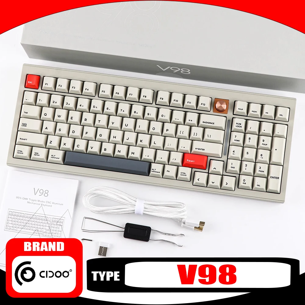 Cidoo V98 Mechanical Keyboard Aluminum Alloy Multi-function Knob Hot-swap E-Sports Gaming Keyboard RGB PC Gamer Office Gifts