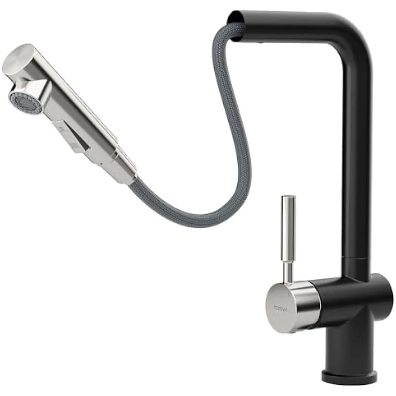 

Pull down Kitchen Faucets, Stainless Steel Kitchen Sink Faucet with Pull Out Sprayer Single Handle with Deck Plate, Matter Bla