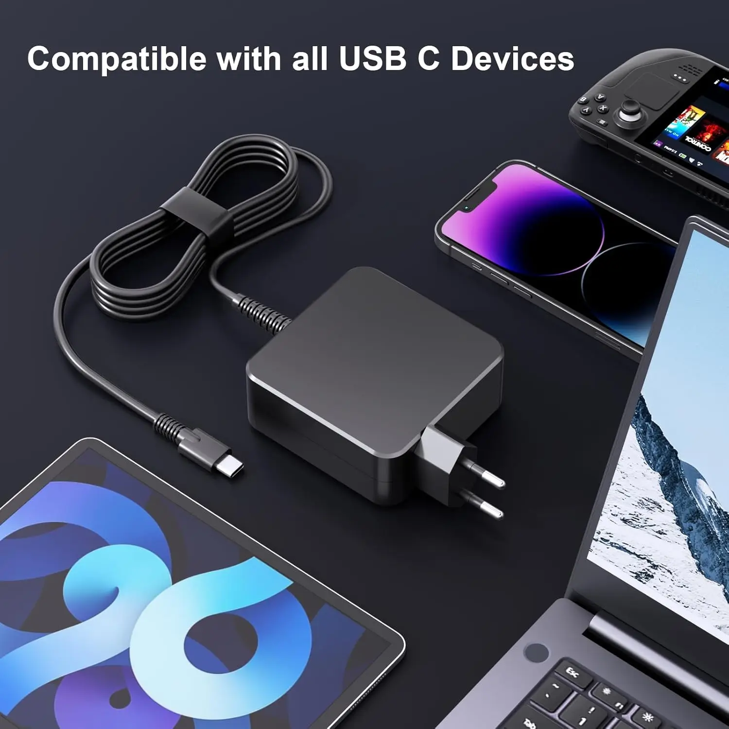 65 واط نوع C 20 فولت 3.25A 45 واط USB C PD شاحن الكمبيوتر المحمول العالمي محول التيار المتردد لماك بوك ASUS ZenBook لينوفو ديل شاومي الهواء HP