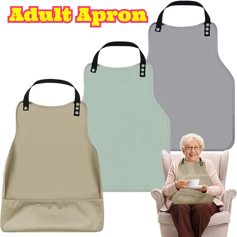 

Waterproof Adult Dining Bib Elderly Mealtime Apron Washable Oil Resistant Reusable Mealtime Protective Cover Daily Eating Use