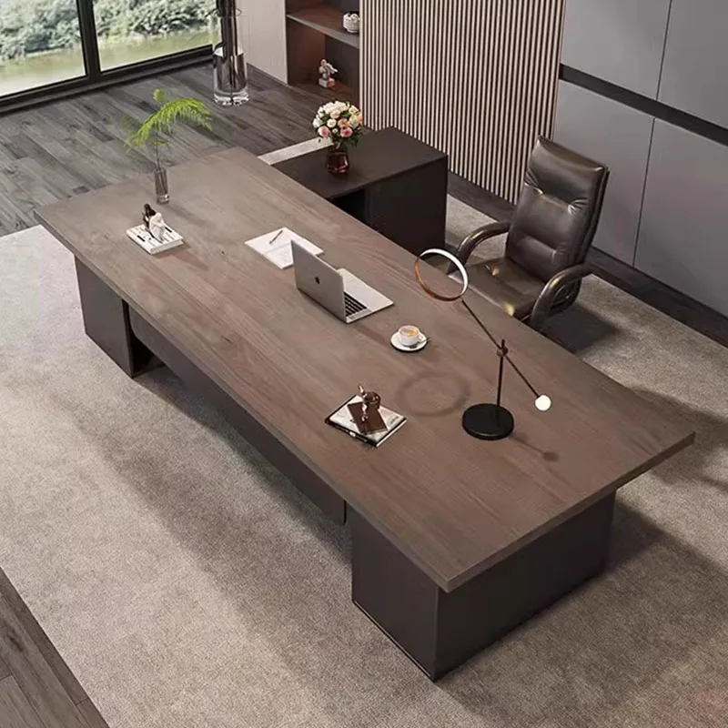 Conference Drawers Office Desk Supplies Luxury Mid Century Writing Computer Desks L Shaped Organizers Mesa Escritorio Furniture image 4