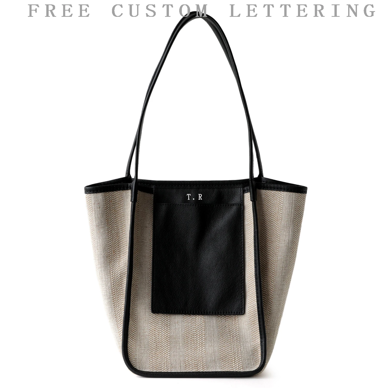 

Cotton and linen spliced ​​leather underarm tote bag 2025 new design large capacity simple casual women's handbag shoulder bag