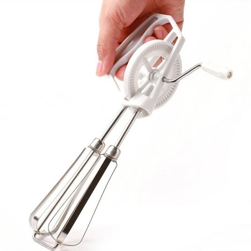 Rotary Manual Hand Whisk Egg Beater Mixer Blender Stainless Steel Kitchen Tools