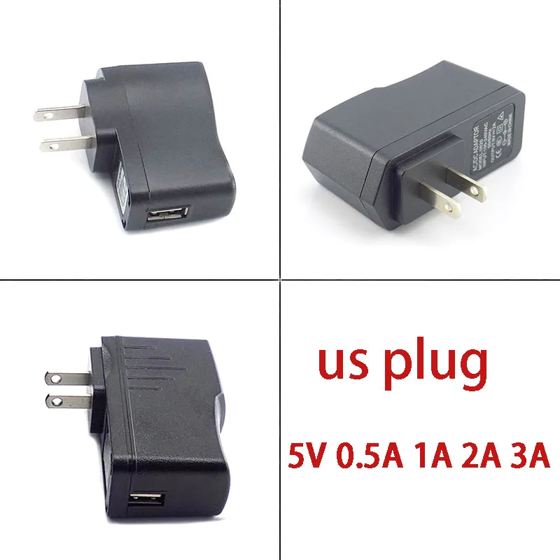 110-240V USB Adapter 5V 1A/1000mA Compatible 5V 0.5A/500mA 2A 3ACharger US Plug Converter Adapter J17