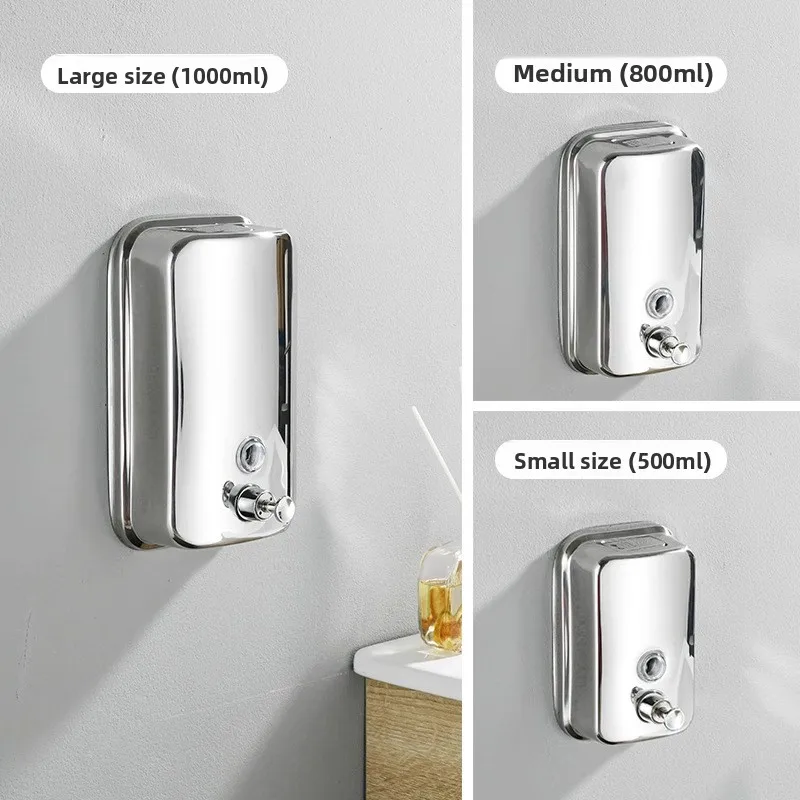 304 Stainless Steel Soap Dispenser - Wall Mounted Press Soap Box for Bathroom and Kitchen, Durable Hand Soap Bottle
