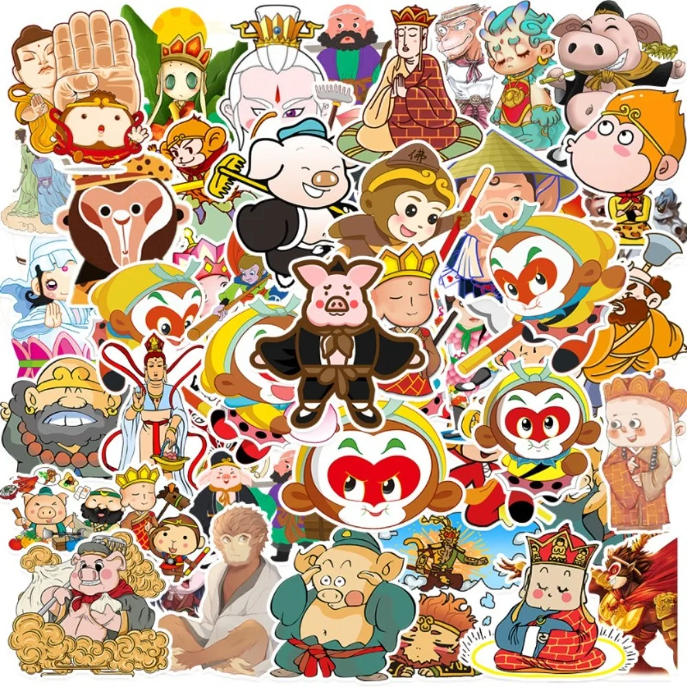 10/50pcs Classic Journey To The West Q Character Stickers Cartoon Decor Suitcase Guitar IPad Skateboard PVC Waterproof Sticker