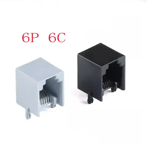 10-50Pcs RJ12 6P6C RJ11 PCB Mount Telephone Modular Connector Socket Interface Crystal Female Socket Telephone For Plug Jack 55A