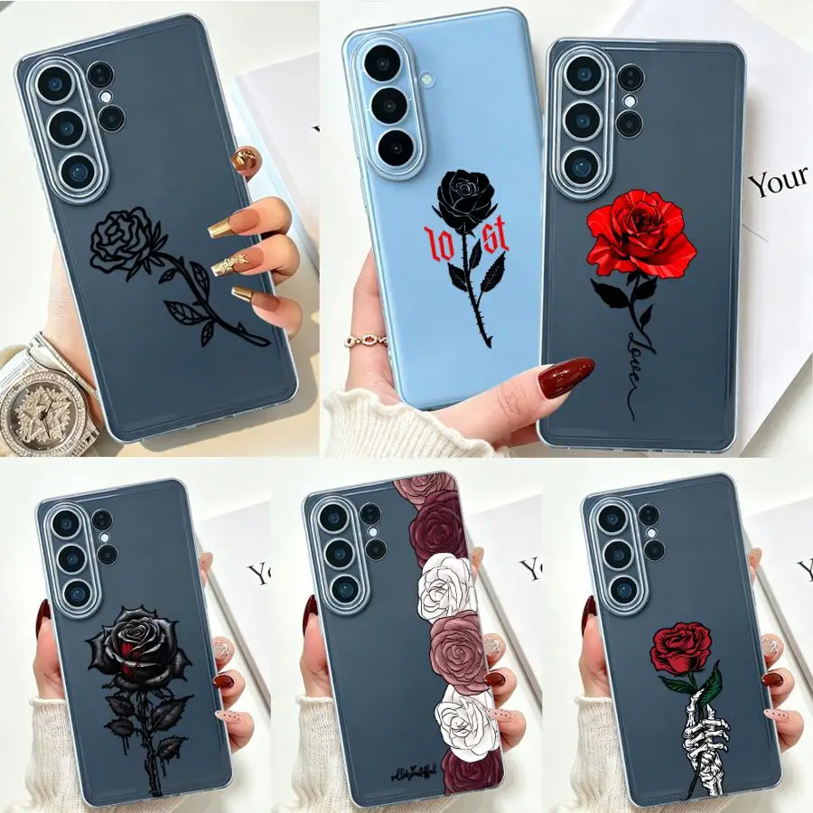 Simple Rose Gothic Phone Cover Case for Samsung Galaxy S26 Ultra S26 S23 S25 Edge S25Ultra S22 FE S21 Note 20 Ultra 10 S20 Plus
