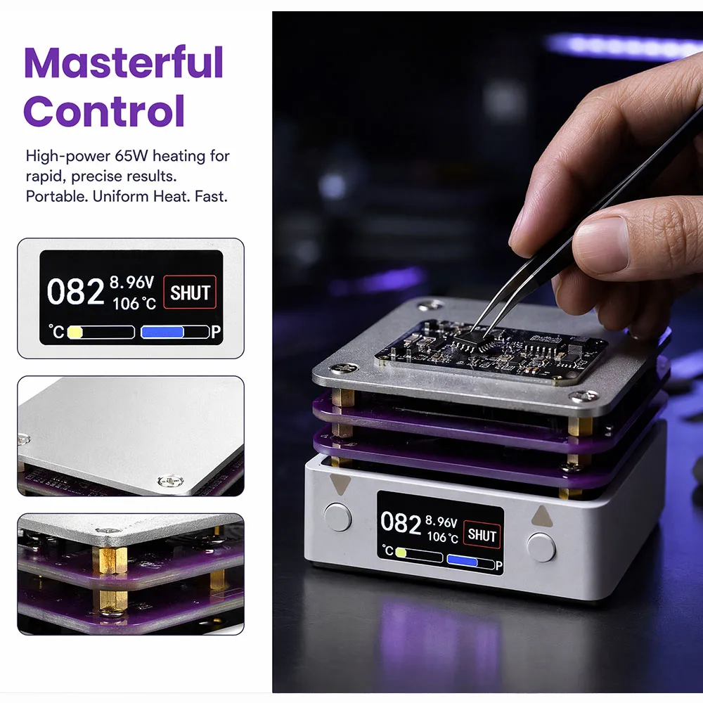 PD65W 20V Mini-Heizplatte Digitale Lötstation mit Vorheizfunktion für PCB SMD-Platinen Oberflächenmontage Vorheiz- und Reparaturwerkzeuge