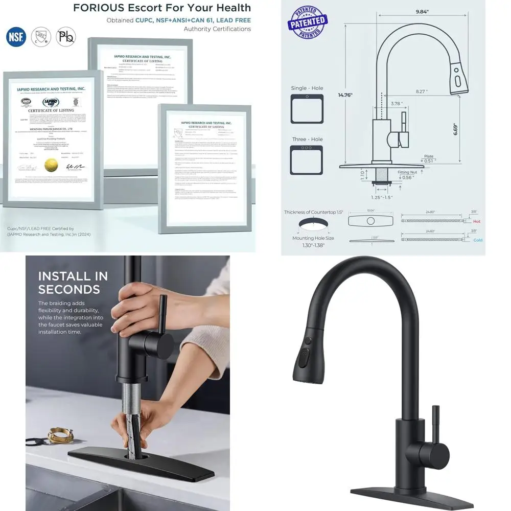 

Выдвижной кухонный смеситель с высоким изливом, однорычажный, из нержавеющей стали, на 1 или 3 отверстия, идеально подходит для дома, кемпера, прачечной, автофургона, бара