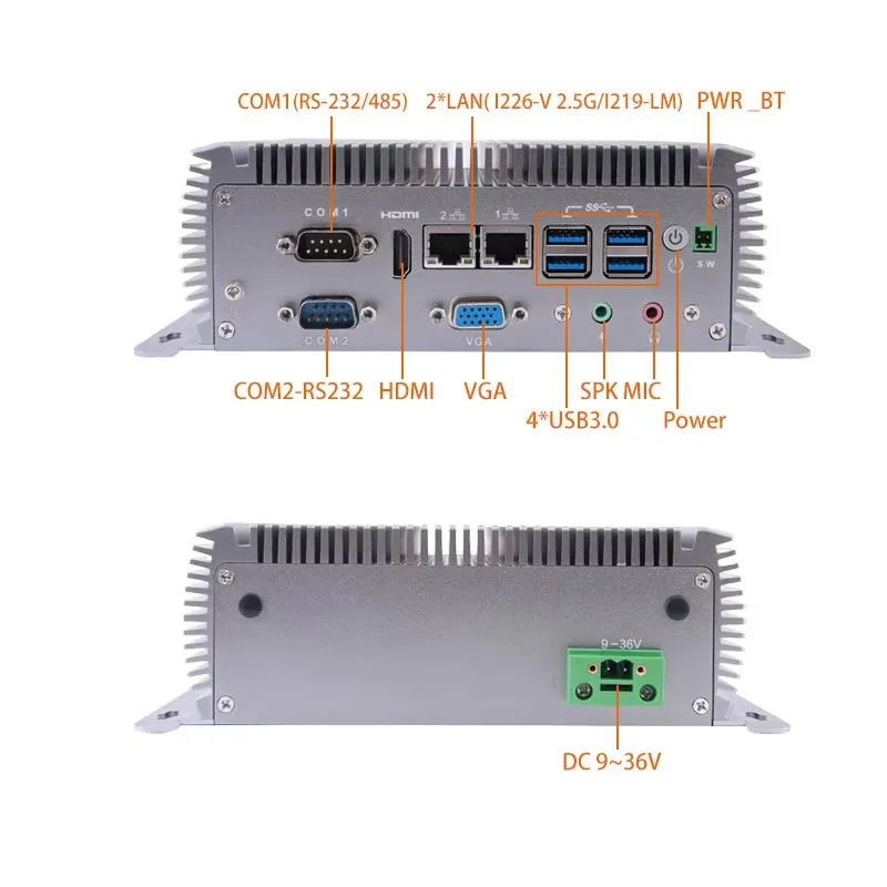 Embedded Industrial Mini PC Onboard DDR4 RAM M.2 Expansion DC 9‑36V Rugged Small Desktop