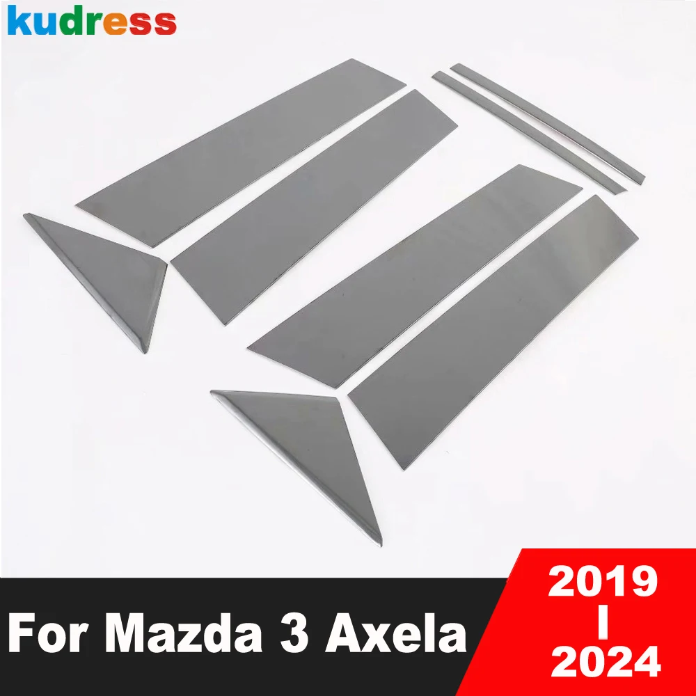 For Mazda 3 Axela BP 2019-2023 2024 Sedan Steel Window Center Pillars Cover Trim Middle Pillars B C Post Strip Car Accessories