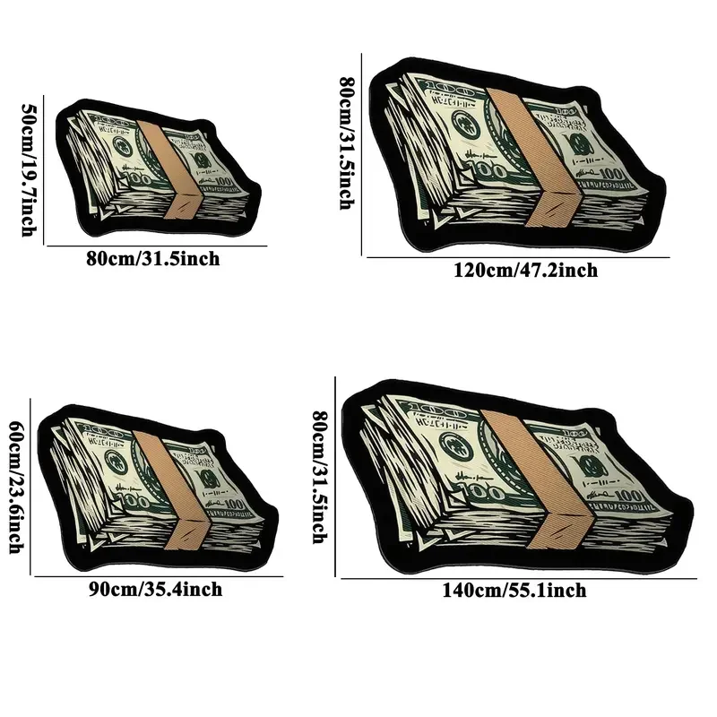 VIKAMA Novelty Stacked Cash Dollar Printed Doormat Non Slip Fluffy Irregular Money Rug Indoor Front Door Entryway Decor Pad
