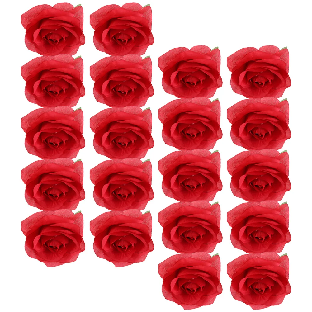 

20 Pcs Rose Heads Fake Red Flowers Roses Artificial Flowers Silk Wedding Decorations Craft Project Supplies Event Party