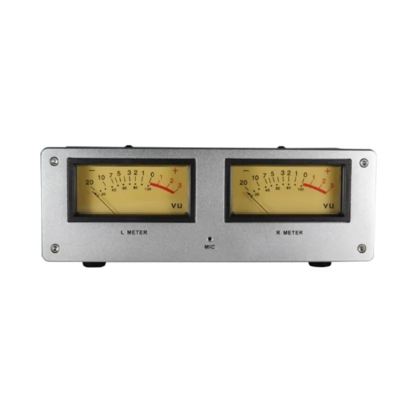 MIC-73 Voice Activated Square VU Meter, Aluminum Alloy Panel LED Warm Backlight Level Meter Finished Unit, Wiring Free