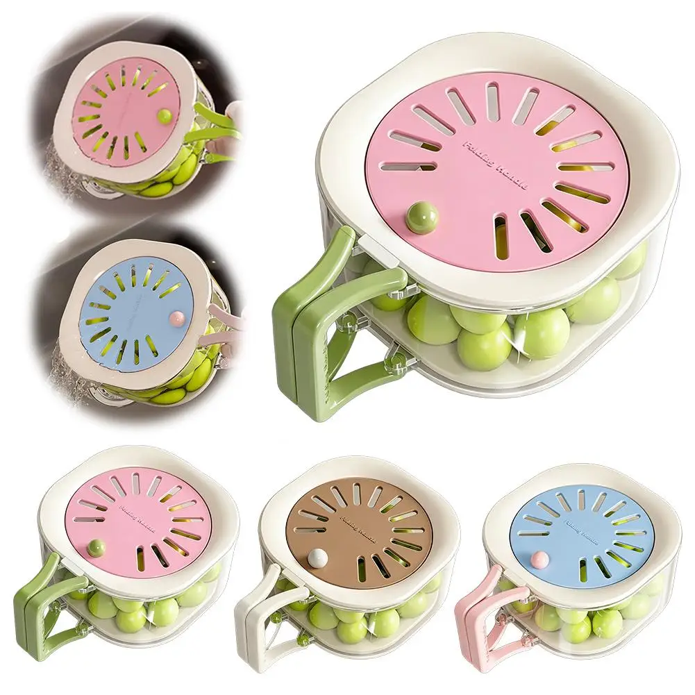 2-in-1 Double Layer Drain Basket Fruit Drainer Container with Foldable Handle Food Strainer Thickened Fruit Plate Easy to Clean