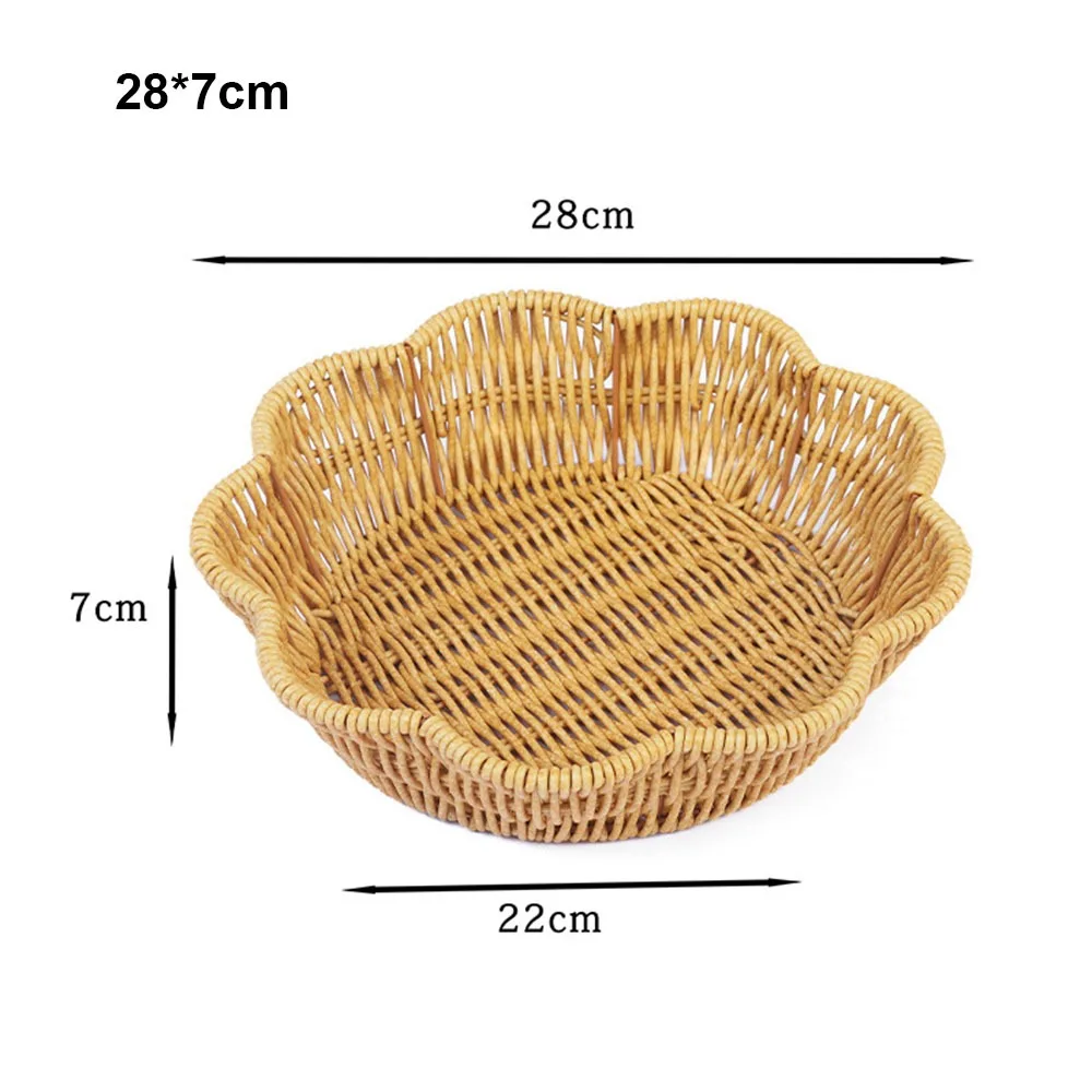 

Multistyles Imitation Rattan Fruit Plate Retro Woven Handheld Storage Rattan Woven Tea Tray Picnic Snacks Sundry Baskets