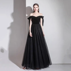 Prom Dress Boat Neck Floor-Length Sexy Dresses Woman Party Night Prom Dresses Customized