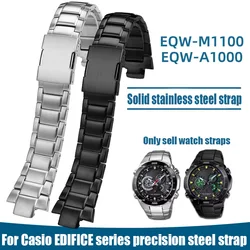 For Casio EDIFICE Series Soild Stainless Steel Watch strap EQW-M1100 EQW-A1000 Wristband Convex Men‘s Watch band 13MM Bracelet