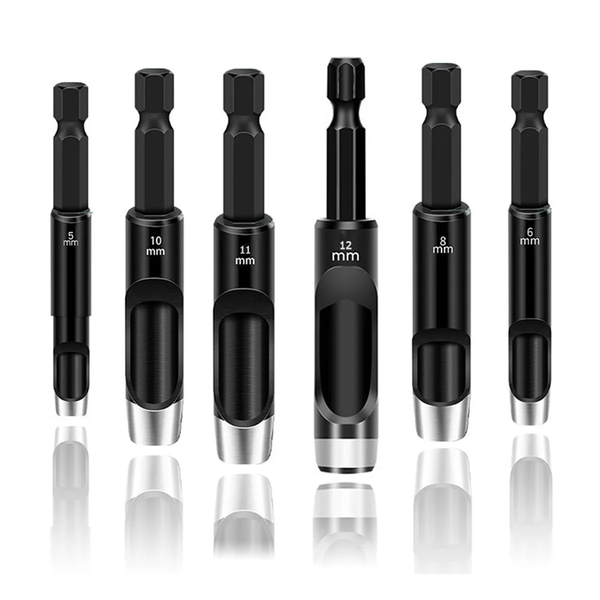 Jeu de forets à poignée hexagonale, forets creux, outil de poinçonnage du cuir, extension de foret flexible, 6 pièces