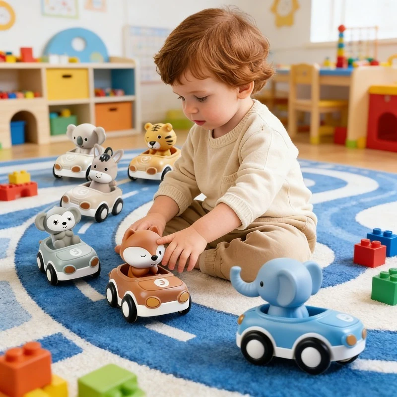 

Children's Inertia Sliding Animal Cart Detachable Soft Rubber Finger Cover Multi Play Baby Car Toy Exercise Reaction Ability