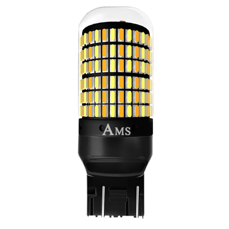 50PCS Signal Lamp P21w Led 7443 3157 Bulb 168smd Canbus brake light 1157 Led Bay15d P21/5w white amber dual color Light 12V