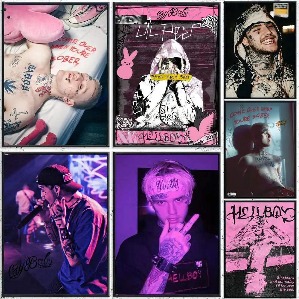 Hip Hop Rapper L-Lil P-Peep Poster Perfect Sticker Self Adhesive for Office Home Theater Wall Art Decor Fancy Gift