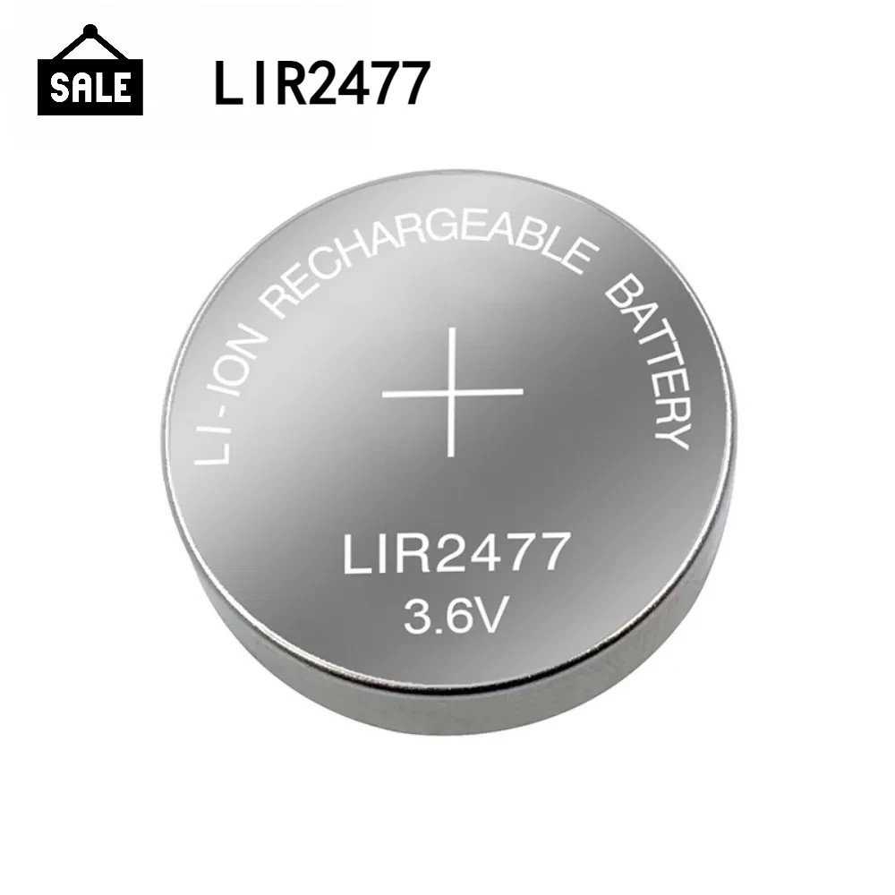 2-10 قطعة بطارية ليثيوم LIR2477 قابلة للشحن 200 مللي أمبير 3.6 فولت 2477 بطارية خلية عملة قابلة للشحن لأقراص آلة حاسبة الساعة