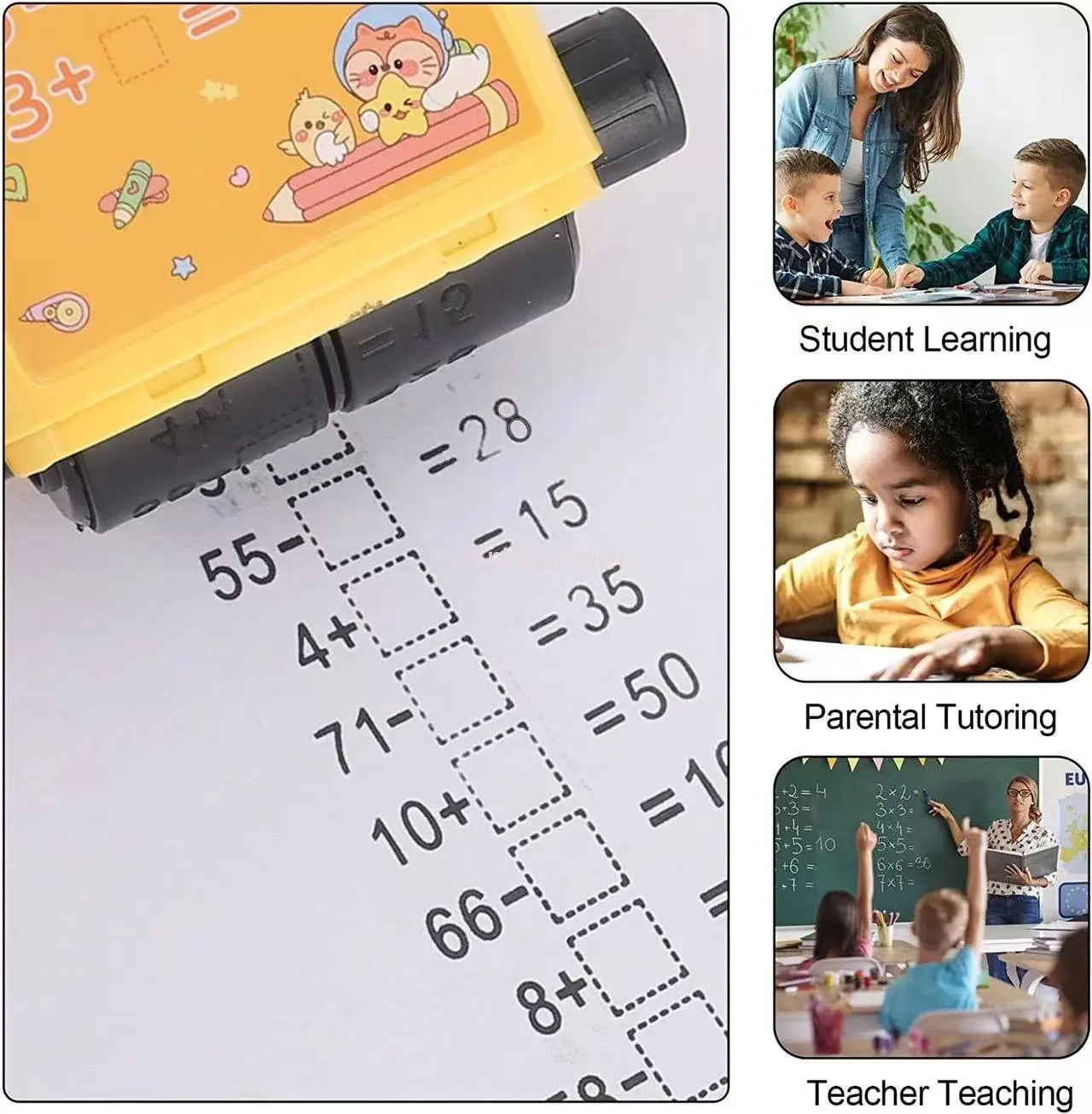 2 in 1 Addition and Subtraction Teaching Stamps for Kids Double-Head Roller Digital Teaching Stamp Within 100 Teaching Math