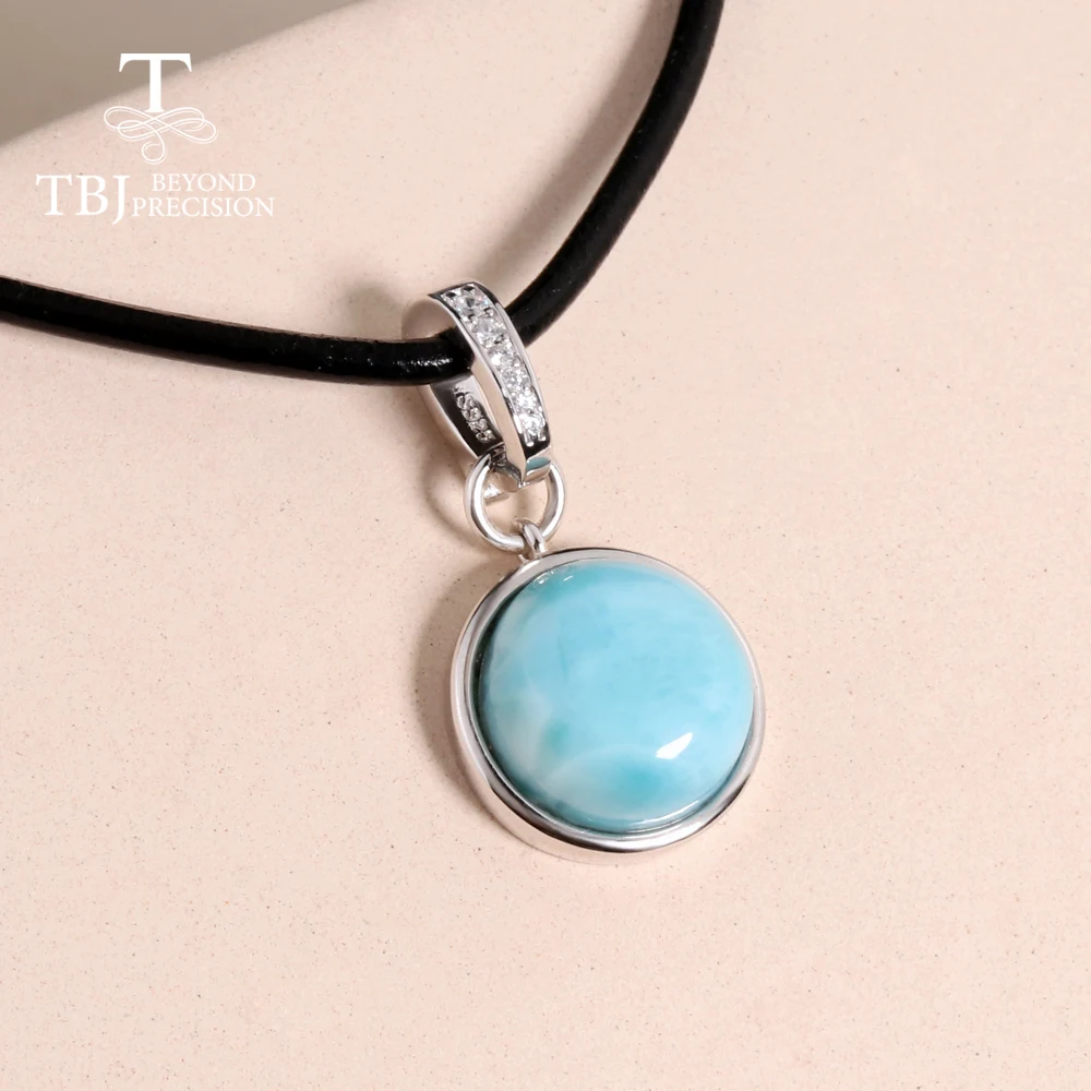 Natural Larimar Round 12.0mm gemstone Women's Pendnat Necklace 925 silver fashion fine jewelry for daily wear