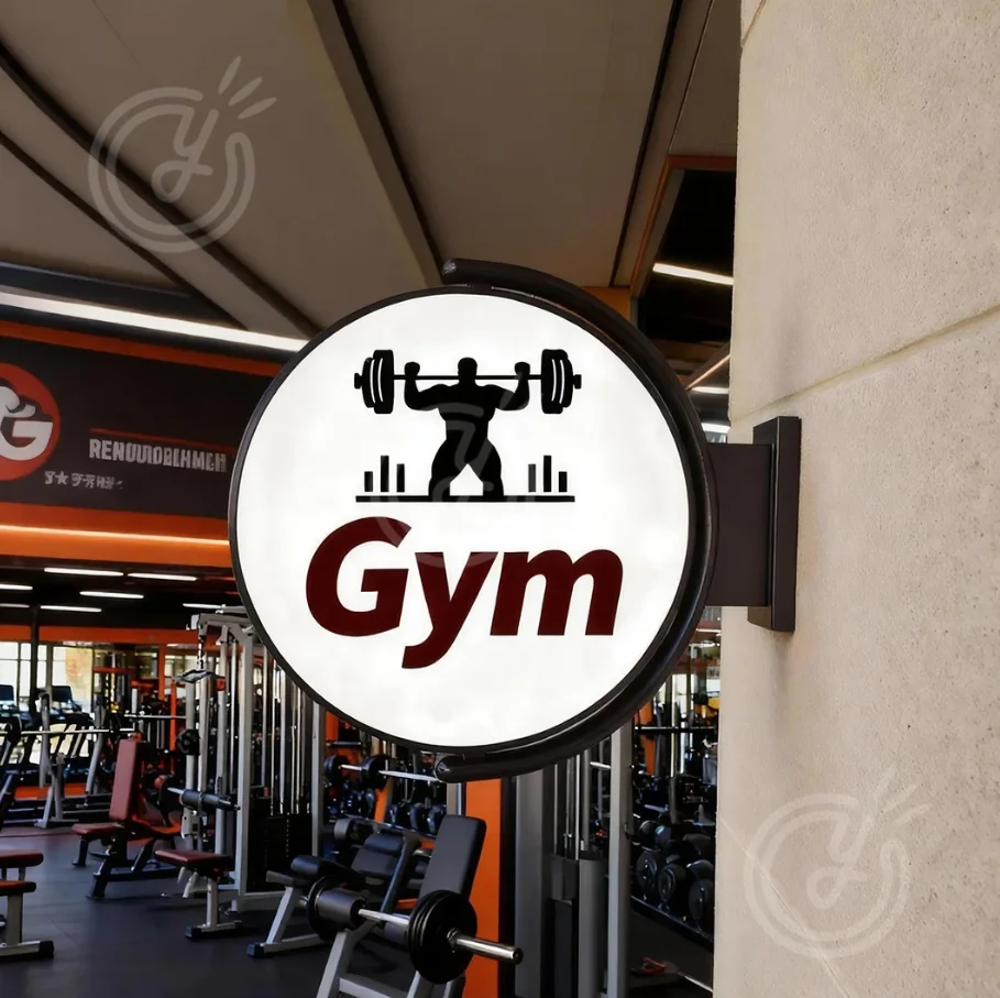 Custom 360 Rotating Light Box Personalized Double Sided Outdoor Logo Business Sign Advertising Waterproof Signage Gym Signboard