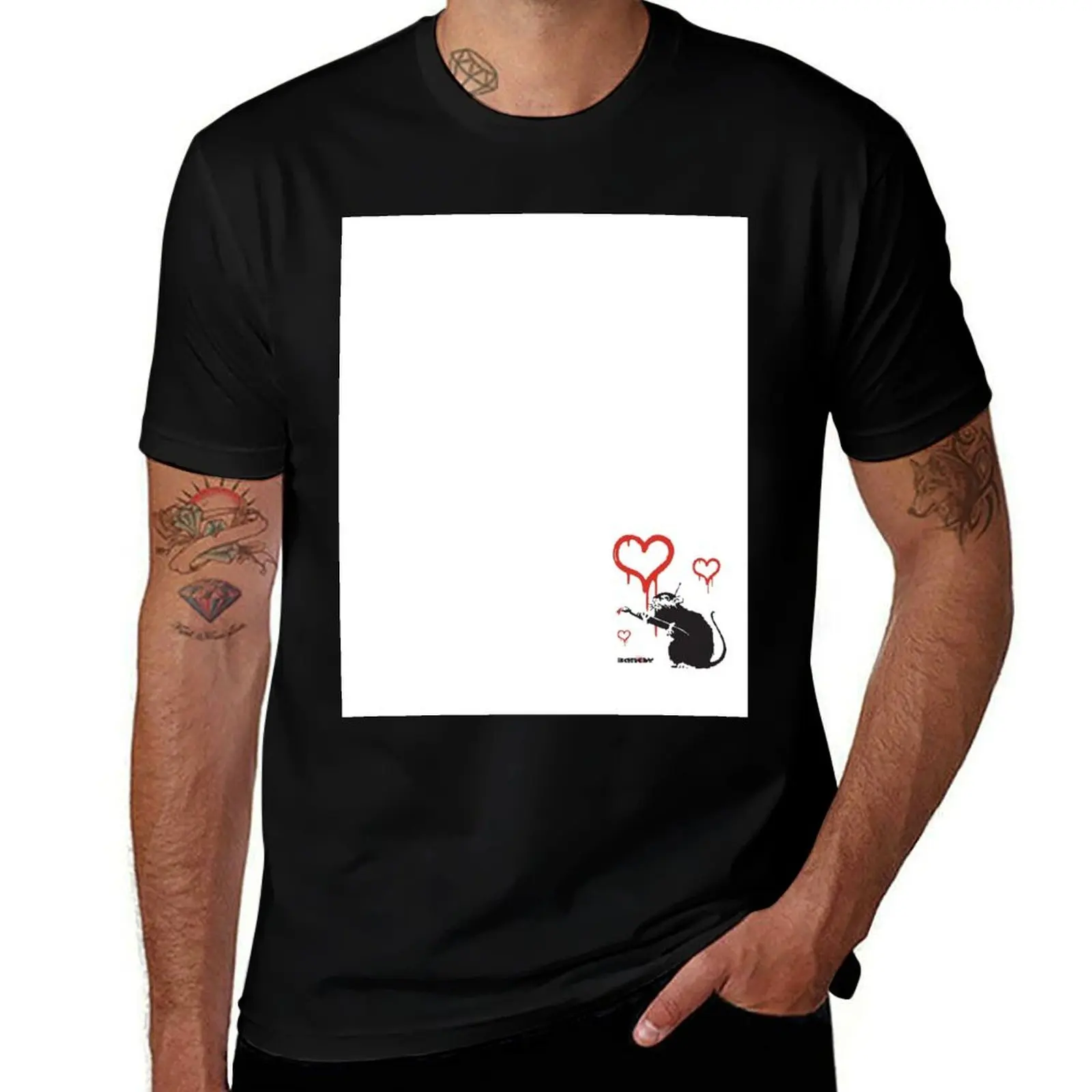 

Banksy Hearts rat with remote control mind control Graffiti Street art with Banksy signature tag HD T-Shirt