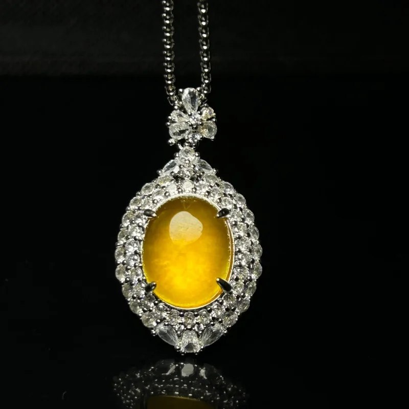 

Certified Natural AA high Ice yellow Jade Jadeite amulet Pendant&Necklaces