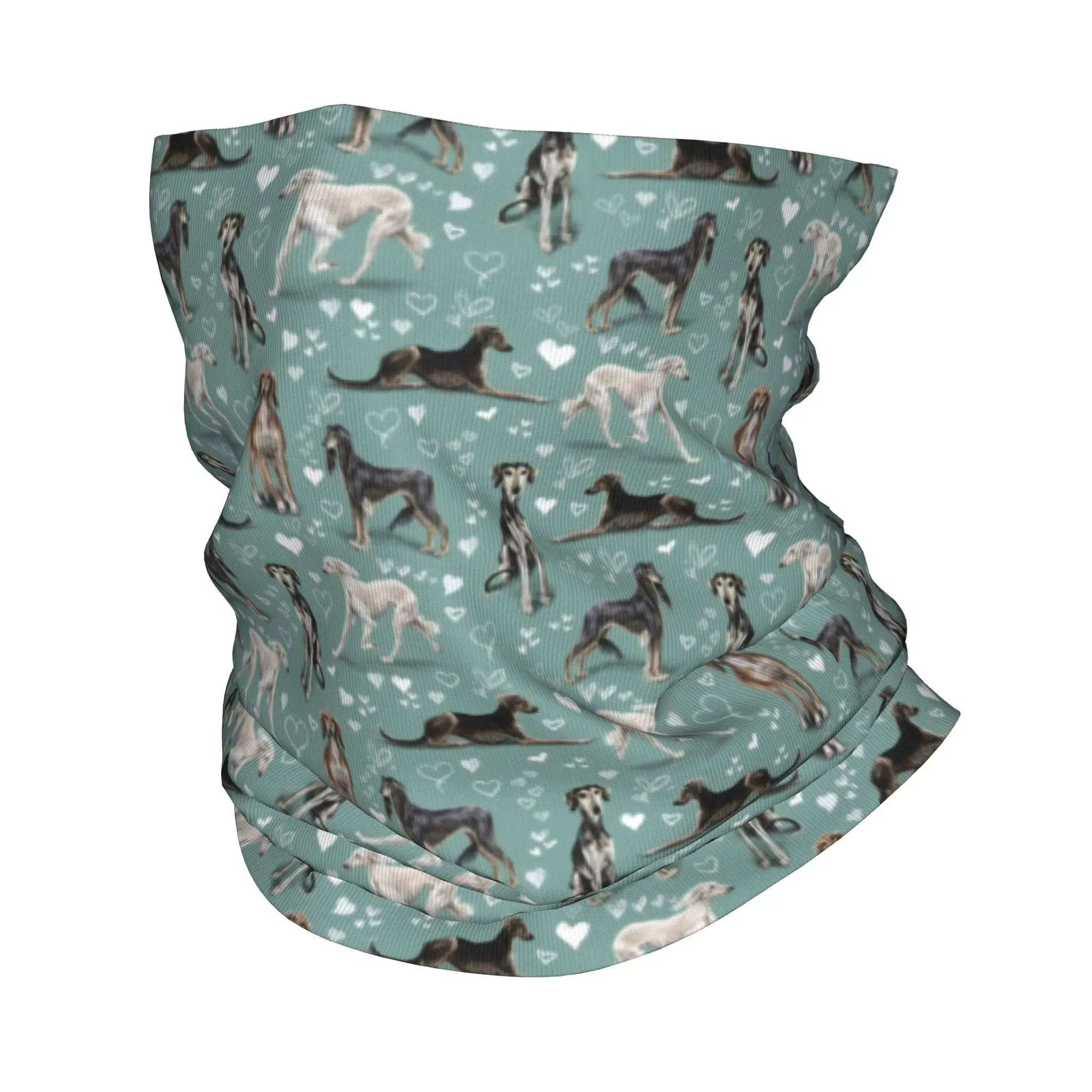 

Custom The Saluki Green Bandana Neck Warmer Men Women Winter Ski Tube Scarf Gaiter Greyhound Sighthound Dogs Face Cover