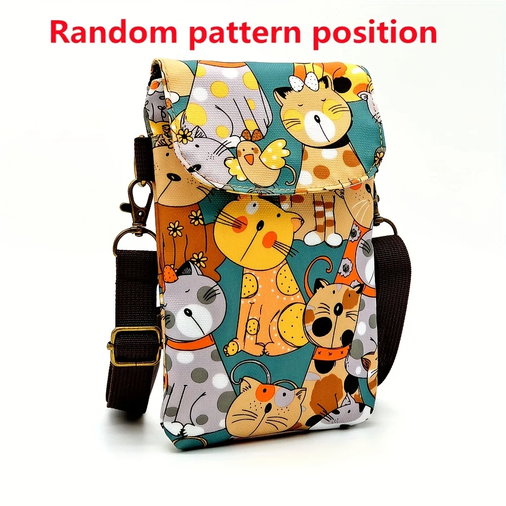 Niedliche Umhängetasche mit Katzen- und Tiermotiv, Kawaii-Stoff-Handytasche, kleine Umhängetasche mit verstellbarem Riemen, Geldbörsen und Handtaschen – Detail 8