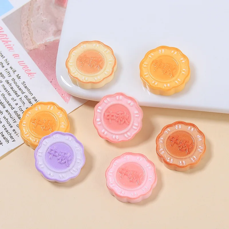 10pcs/lot Simulation Cute Biscuit Flatback Resin Moon cakes For Phone Decor DIY Craft Dollhouse Accessories