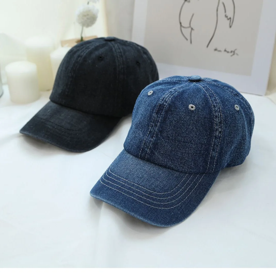 Men Denim Baseball Cap Women Black Adjustable Hat Outdoor Sun Visors Hat Punk Hip Hop Dad Trucker Ponytail Caps