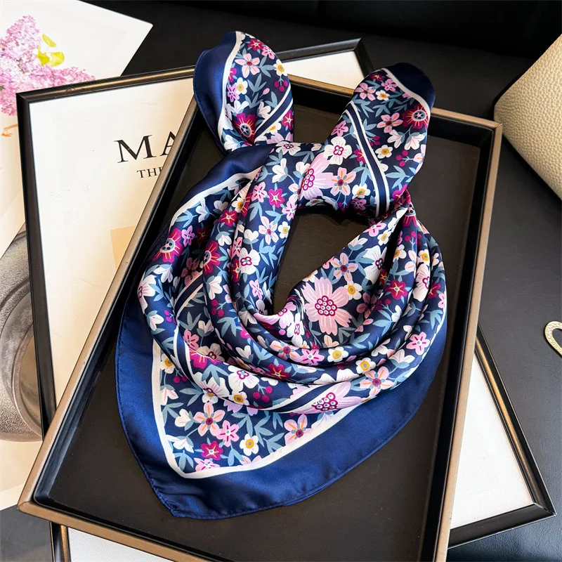 Scarf Polka Hijab Silk Female Shawl Wraps Bandana Headband Neckerchief Hair Bands Foulards Femme Luxury Brands Ribbon
