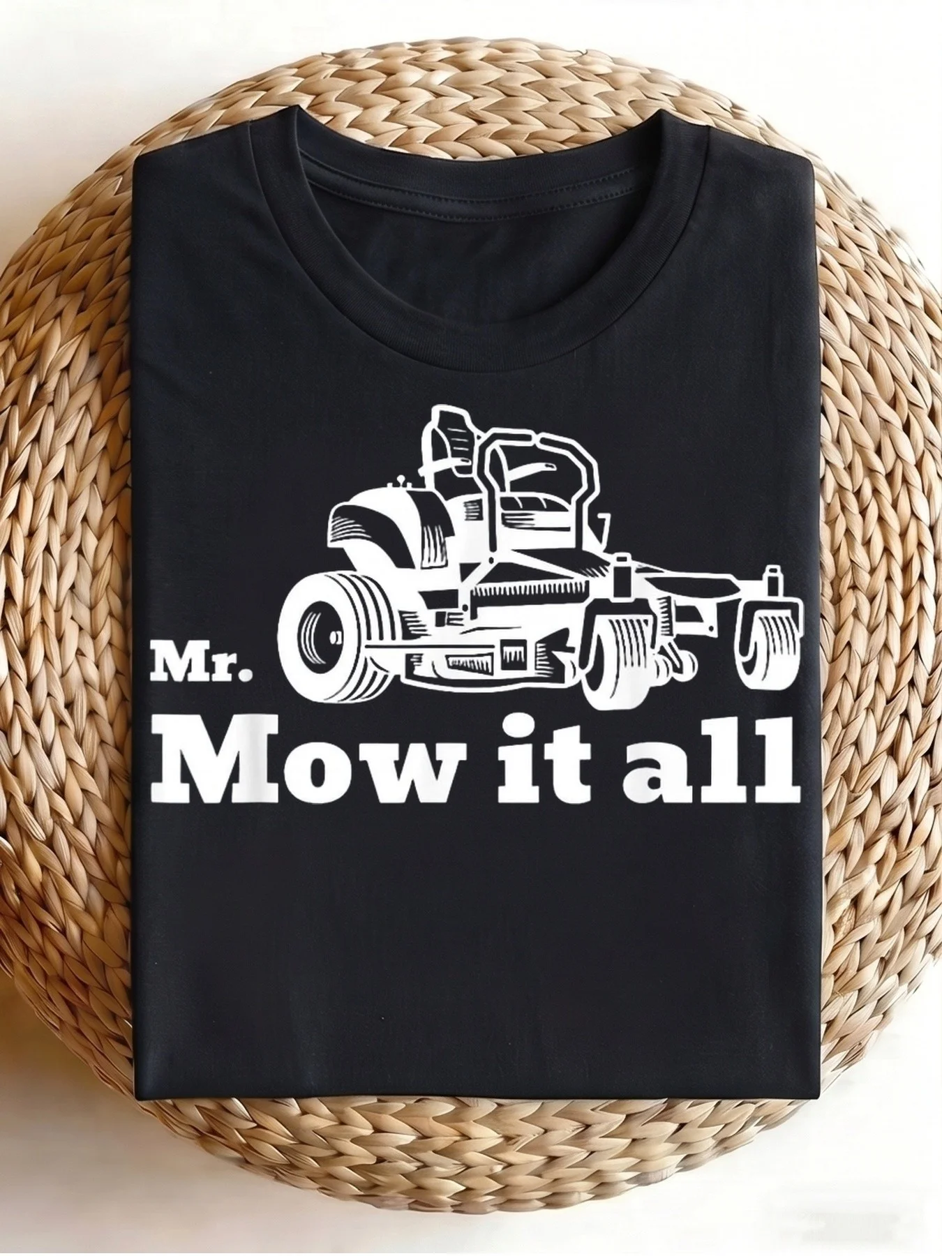 Men's T-Shirt Mr. Mow It All Lawnmower Garden Worker Gardener Funny T-Shirt I'M Sexy I Mow the Lawn Sm Round Neck Short Sleeve Casual Henley Shirt Men's T-Shirt