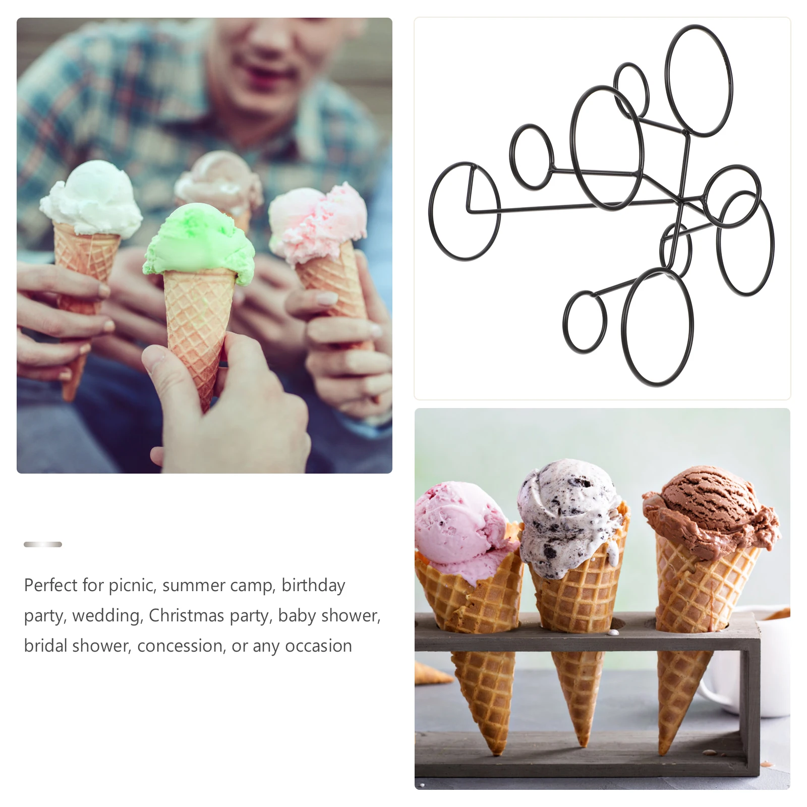 

Iron Ice Cream Rack Good Workmanship Texture Easy Maintain Kids Cuisine Display Shelf Waffle Cone Holder Desk Ice Cream Holder