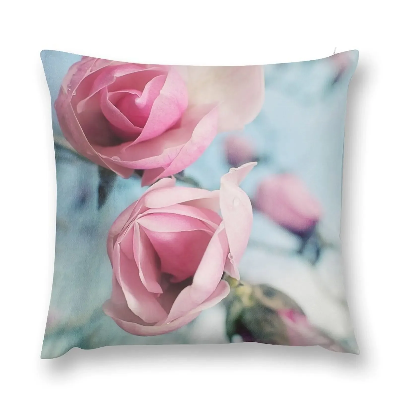 Laura Ashley Inspired Springtime Magnolias on Blue Sky Throw Pillow Pillow Decor Pillowcases Cushion Covers Sofa pillow