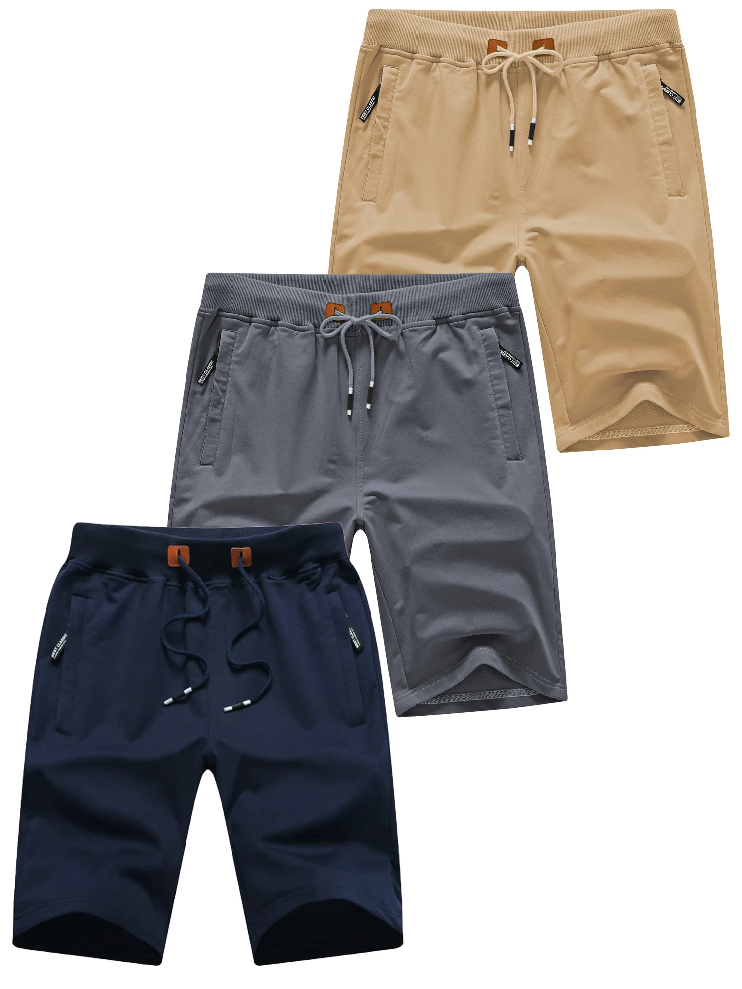 3er-Pack Herren-Baumwollshorts mit Kordelzug, Bequeme Passform, Schlanke Elastische Sportshorts, Lässige Laufshorts, Trendige Jogginghosen, Herrenbekleidung – Detail 2