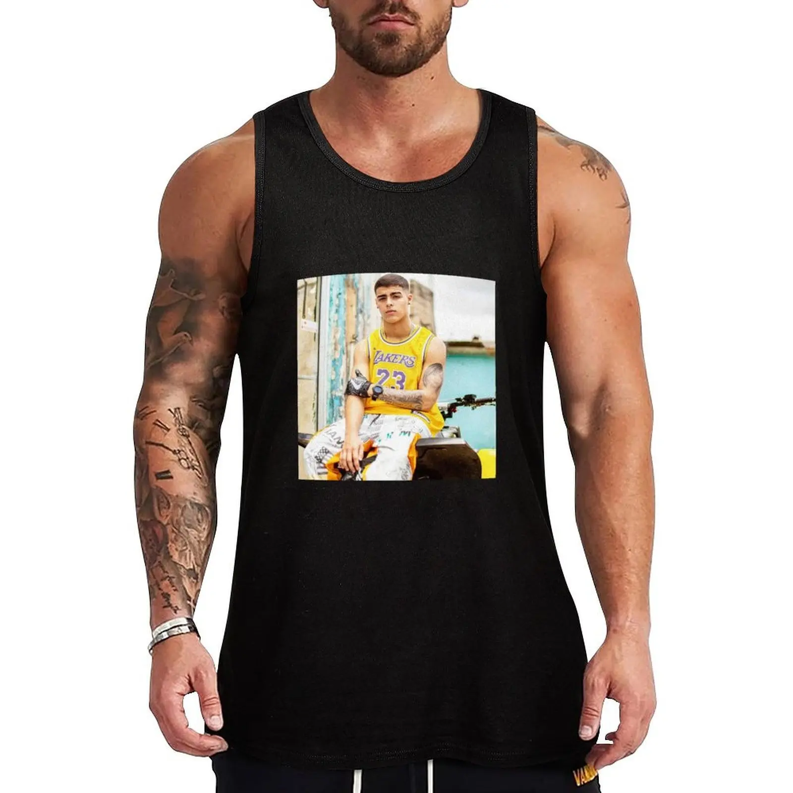 LUNAY Yellow Jersey Tank Top Trendy Print Tank Top Fashion Graphic Sleeveless Top