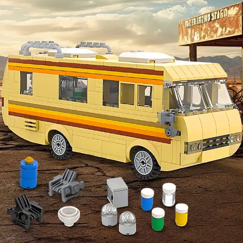 Breaking Bad Walter White RV ของเล่นรถบล็อกตัวต่อชุด - Pinkman Science Lab MOC ของขวัญเพื่อการศึกษาสําหรับวันเกิดเด็ก