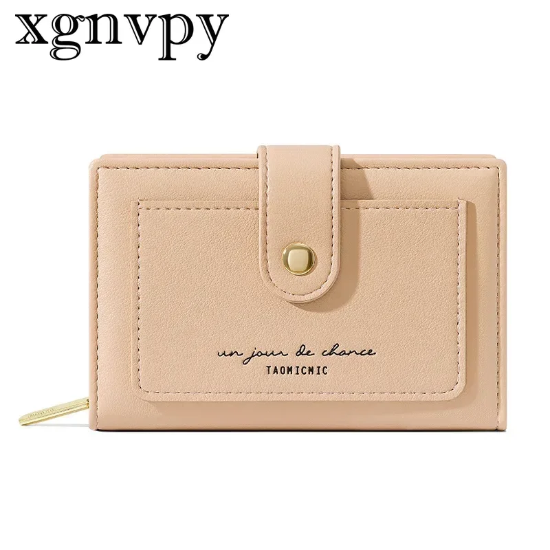 xgnvpy New PU Multi-card Women\'s Short Folding Wallet Zipper Large Capacity with Japan and South Korea Coin Wallet