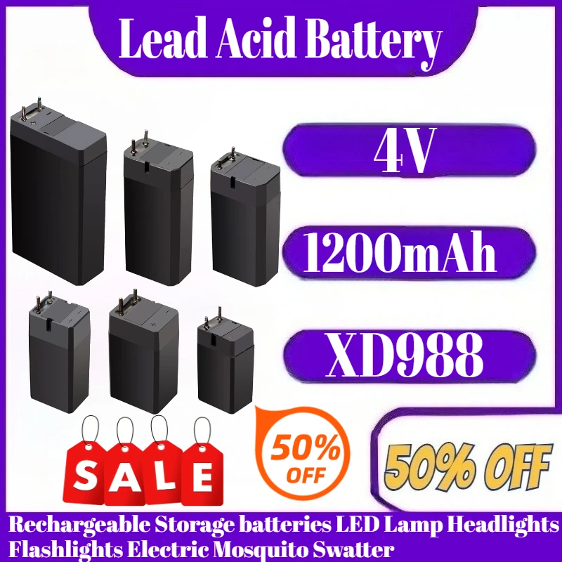 

1200mAh 4V Lead Acid Battery Rechargeable Storage batteries LED Lamp Headlights Flashlights Electric Mosquito Swatter