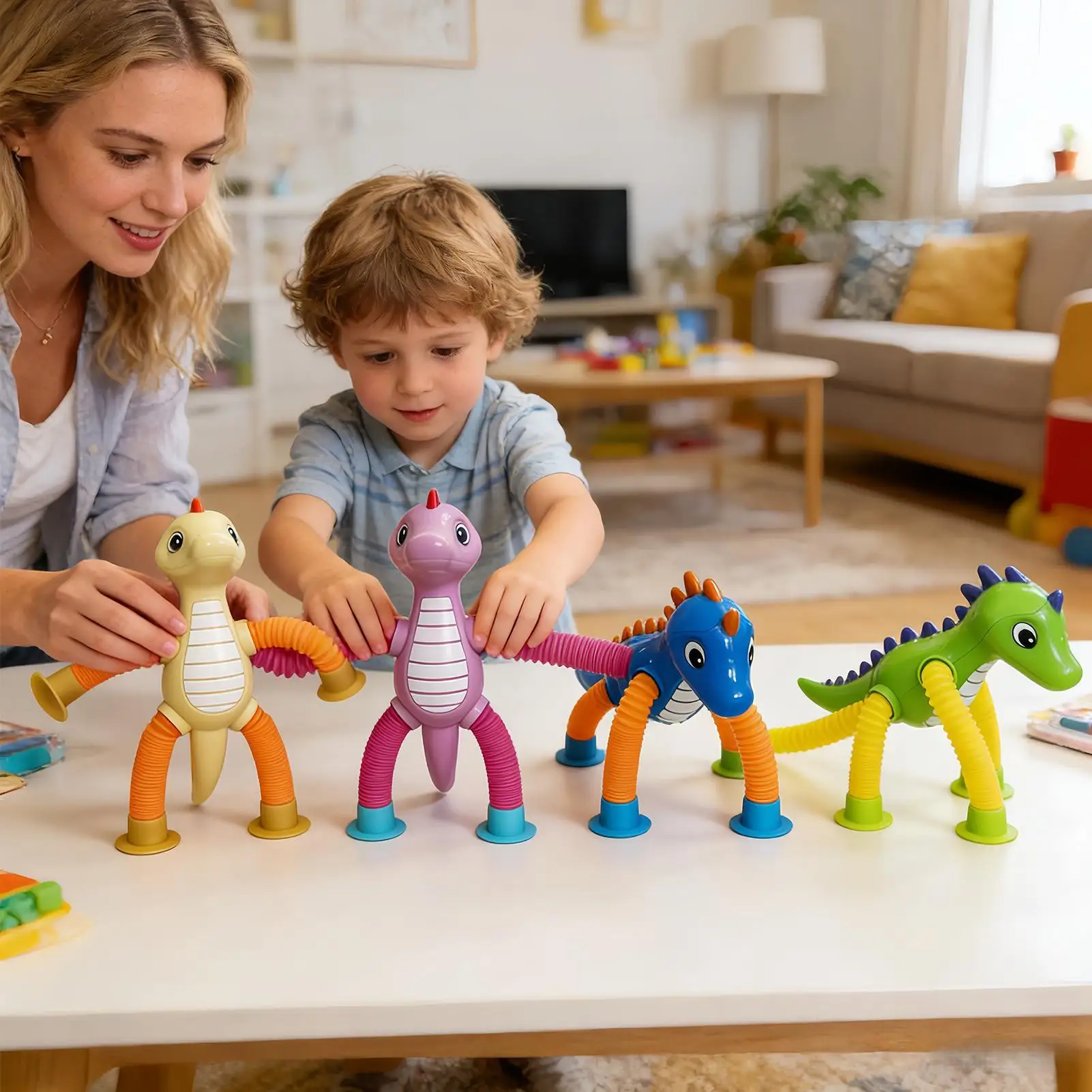 어린이 흡착컵 장난감 팝 튜브 스트레스 해소 텔레스코픽 로봇 장난감 감각 장난감 안티 스트레스 스퀴즈 장난감